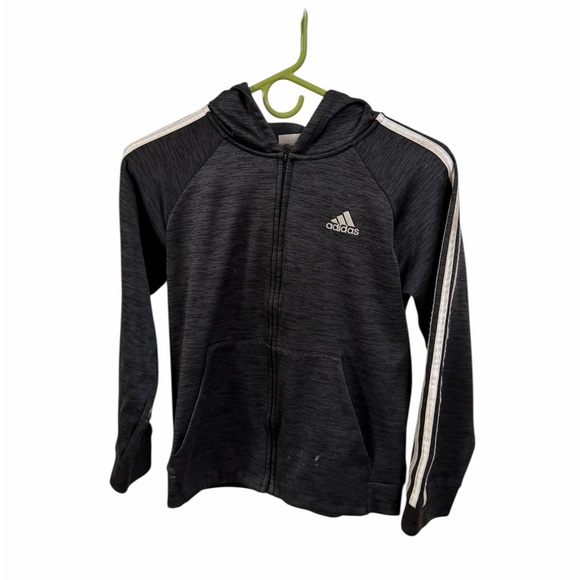adidas Other - Adidas Kids Charcoal Hoodie with White Stripes